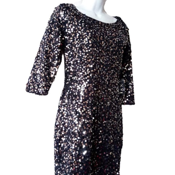 Black Sequined Sequins Dress Medium NEW NWT - Picture 1 of 6
